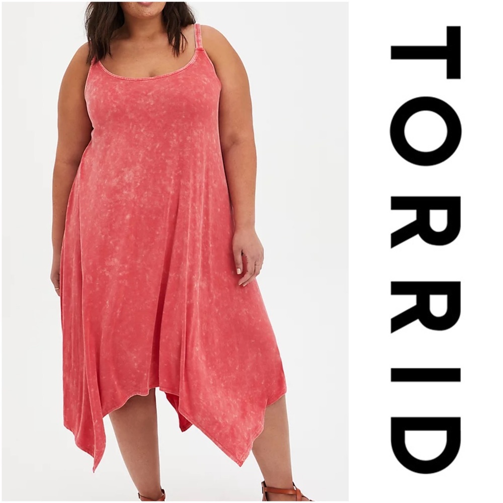 TORRID JERSEY HANDKERCHIEF DRESS - PINK WASH
